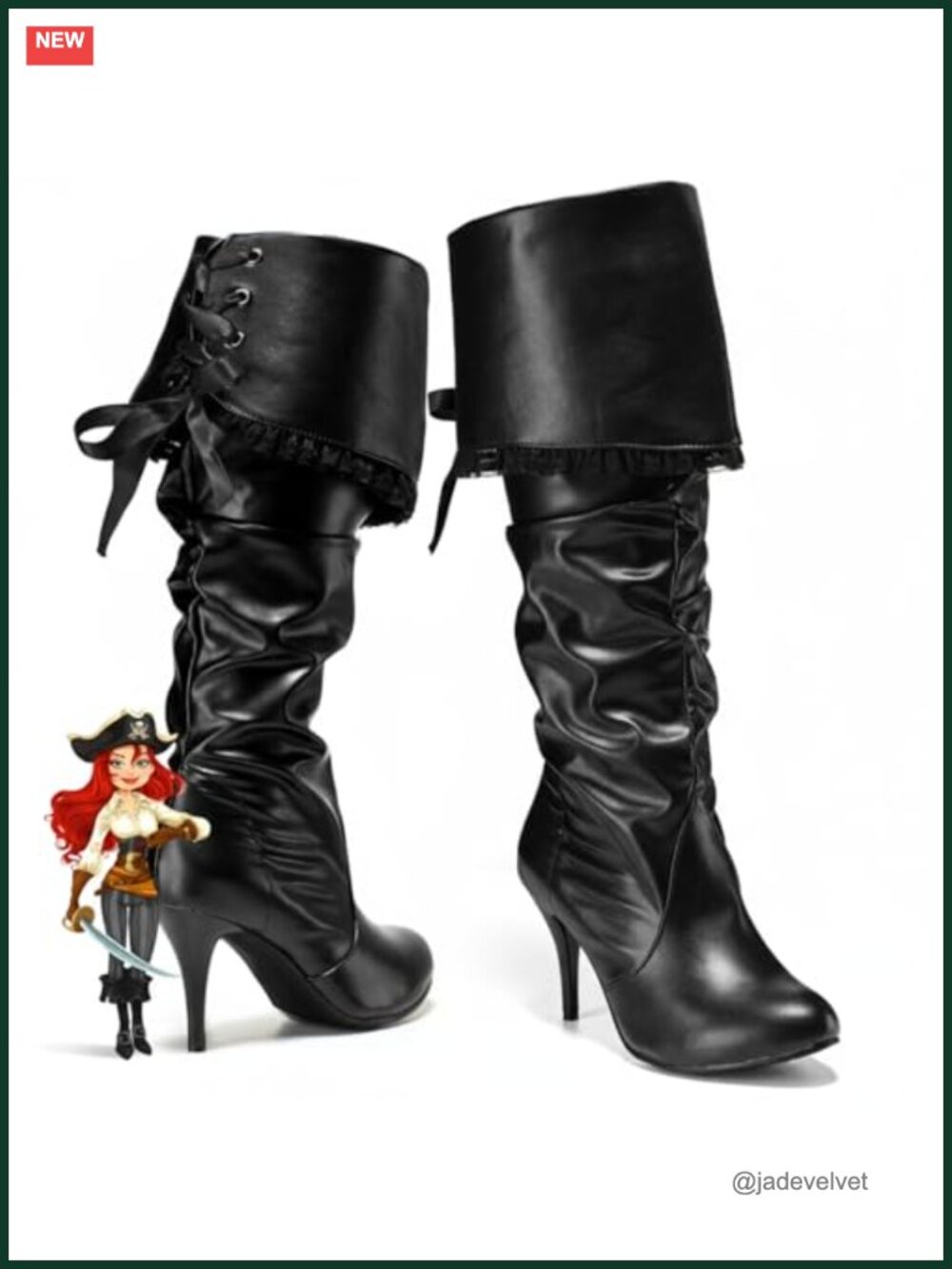 Faux Leather Knee High Pirate Boots Womens Size 8 Costume